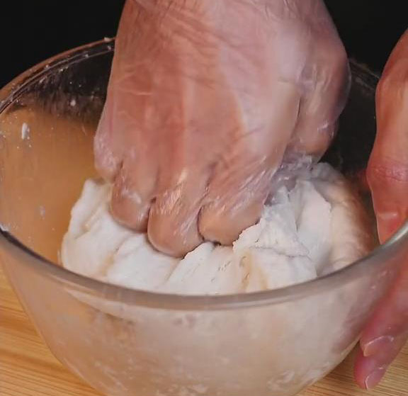Stir and knead the dough until it becomes a smooth elastic dough
