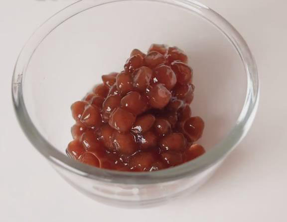 Take your soft and chewy pearls and put them in a container.