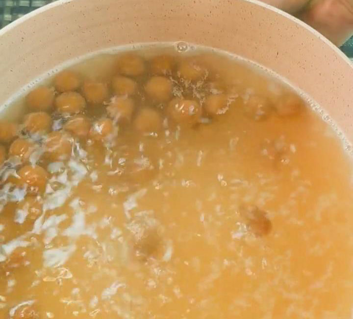 When it reaches a boil, add the dry boba pearls to the pot