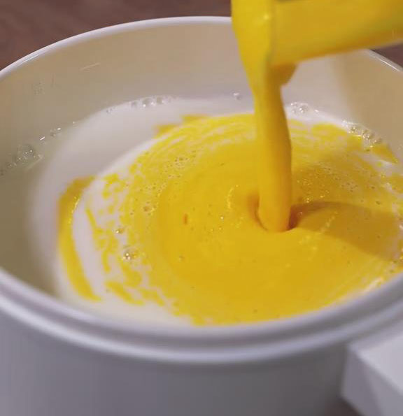 pour the mango mixture into the pot