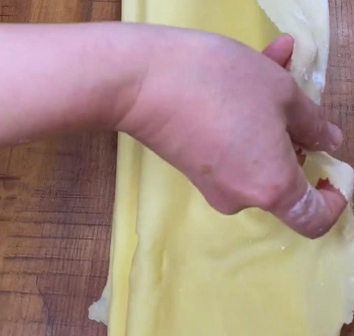 Fold the dough into layers of long rectangles
