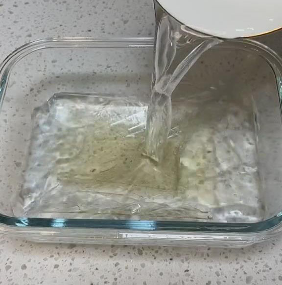 prepare the gelatin by soaking it in cold water