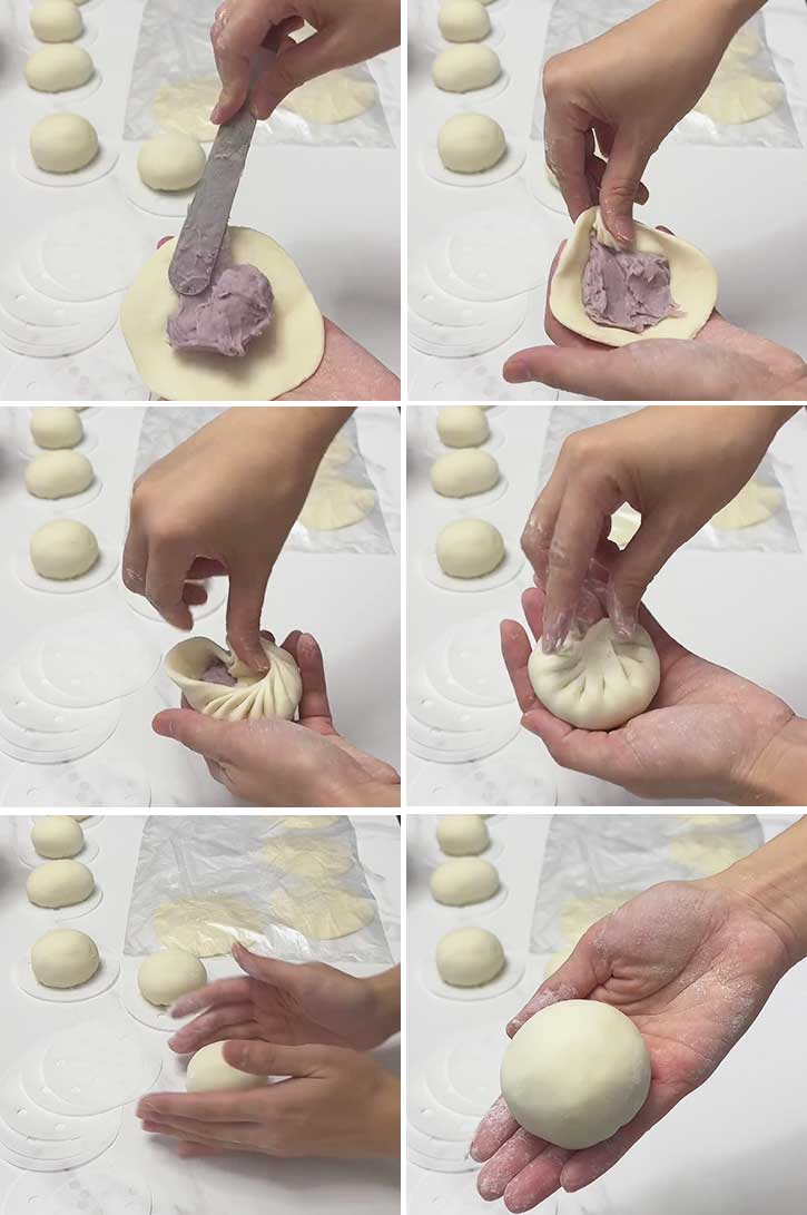 Combine The Dough Wrapper And Taro Paste