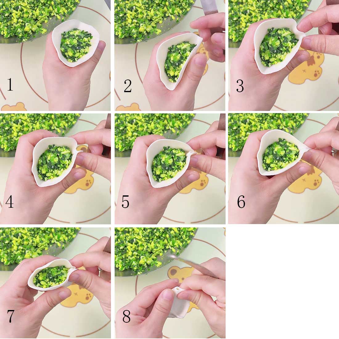 how to fold Crescent Dumplings