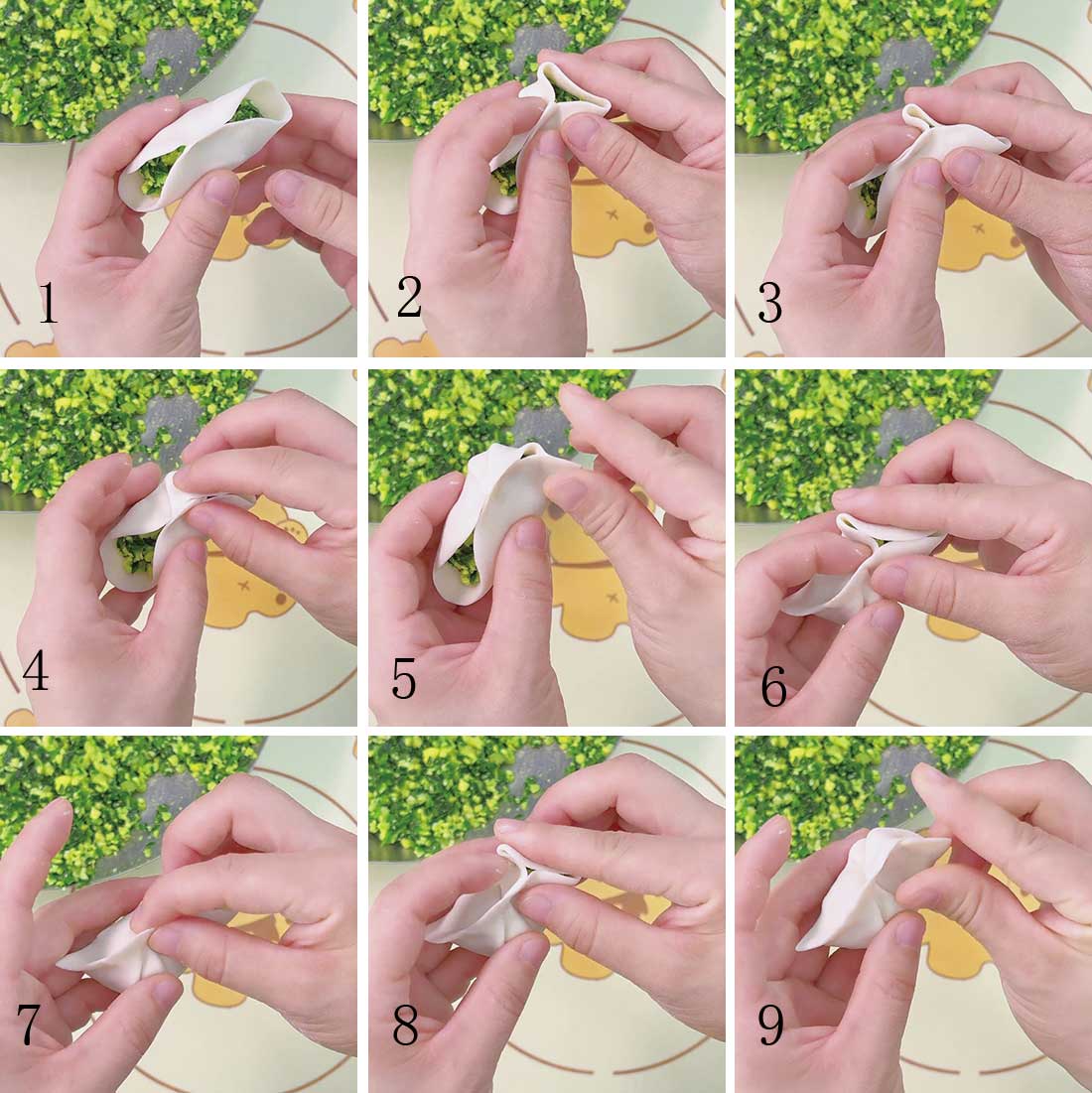 how to fold Shell Dumplings