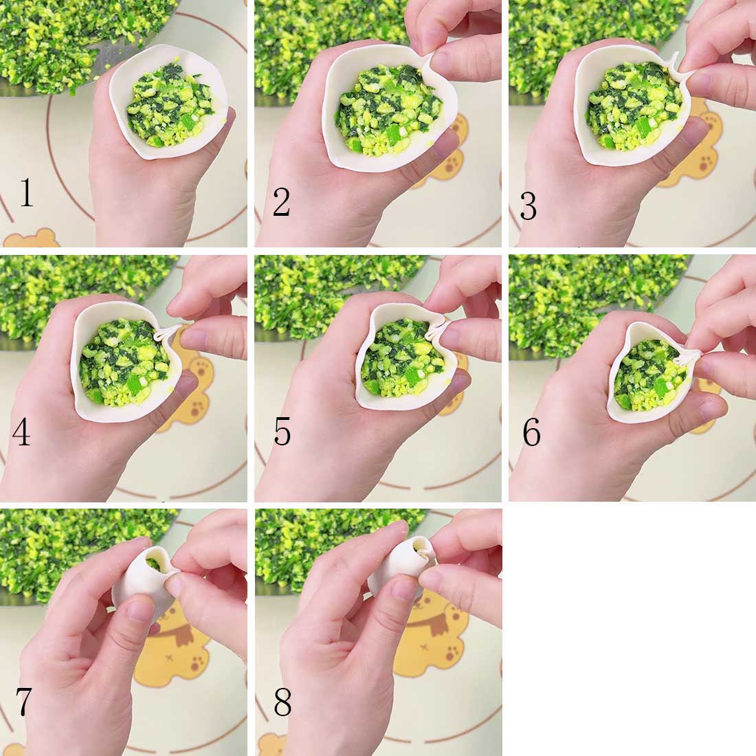 how to fold Wheat Ear Shaped Dumplings
