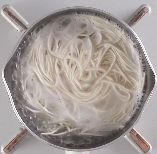 Cook the noodles in boiling water