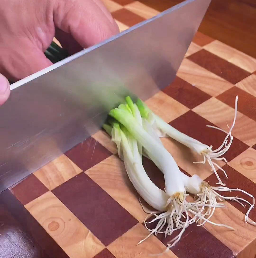 Cut the green onions