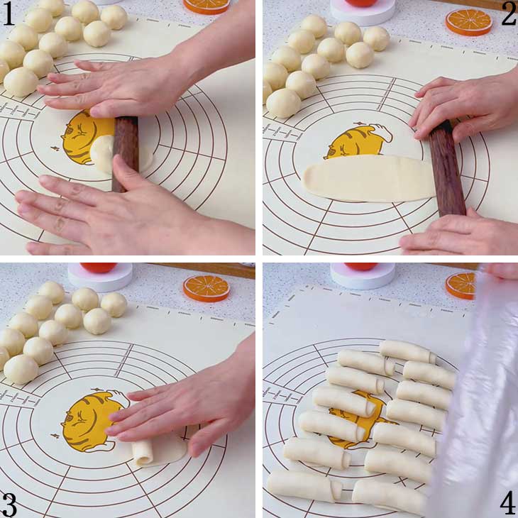 Flatten the combined water and oil dough ball into a flat oblong sheet