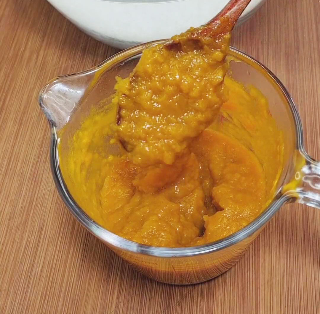 Mash the cooked pumpkin into a smooth puree
