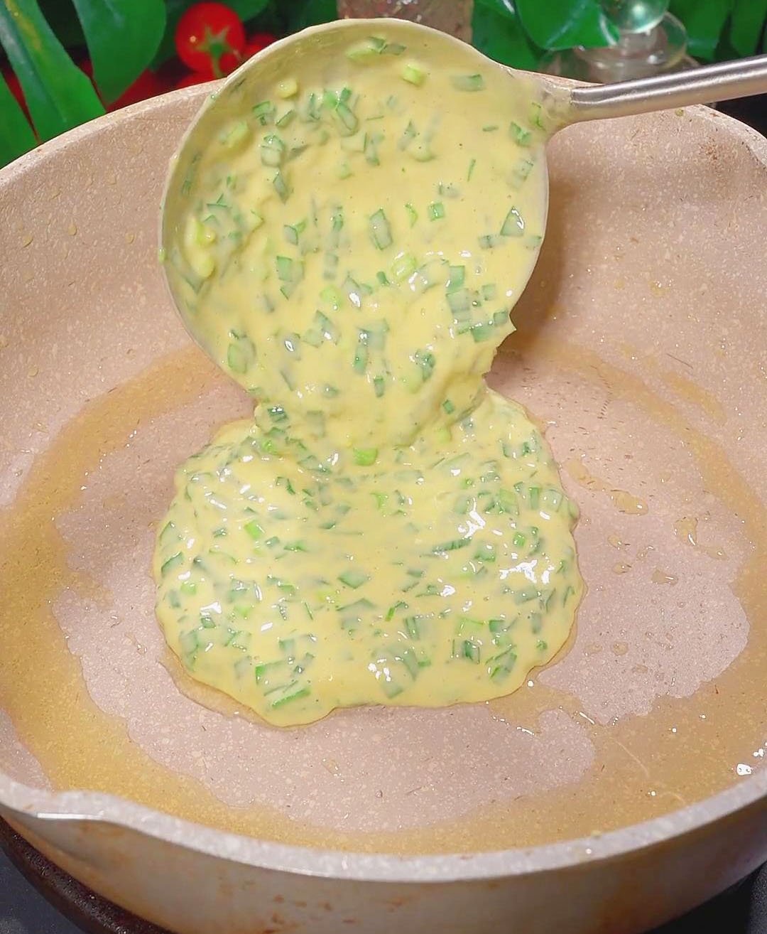 Pour the mixed batter into the pan