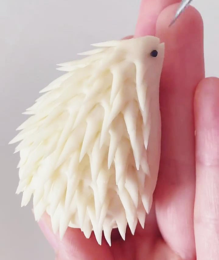 cut a small slit to form the mouth of the hedgehog