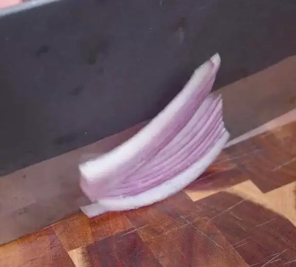 Chop red onion into slices