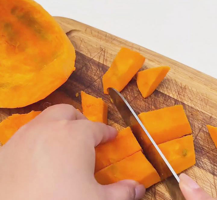 Peel and cut the pumpkin into chunks