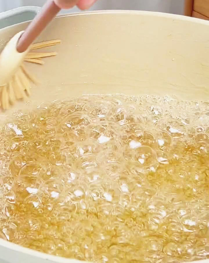 Use a brush dipped in water to clean any sugar syrup
