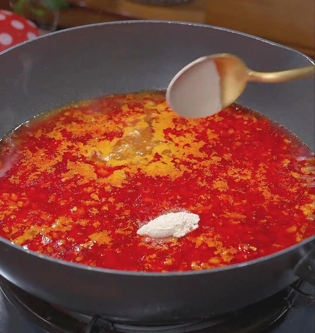 then season with salt, chicken bouillon powder, and ground Sichuan pepper