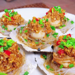 Steamed Scallops With A Savory, Spicy Sauce (Plus Glass Noodles!)